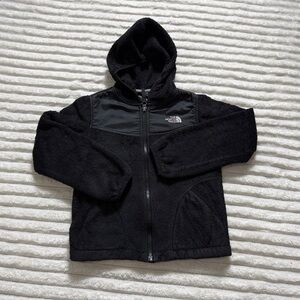 The North Face Kids Unisex Fleece Hooded Jacket S (7/8) Black Full Zip Polyester